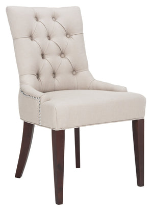 Safavieh Amanda Taupe Linen Tufted Dining Chair With Nickel Nail Heads For Elegant Dining Spaces & Comfort MCR4515A