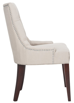 Safavieh Amanda Taupe Linen Tufted Dining Chair With Nickel Nail Heads For Elegant Dining Spaces & Comfort MCR4515A