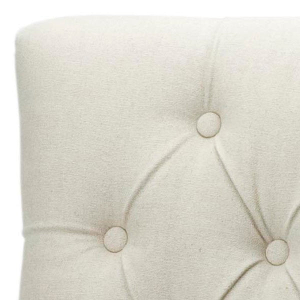 Safavieh Amanda Taupe Linen Tufted Dining Chair With Nickel Nail Heads For Elegant Dining Spaces & Comfort MCR4515A
