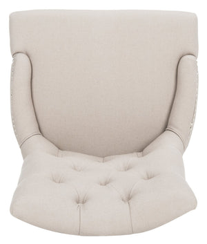 Safavieh Amanda Taupe Linen Tufted Dining Chair With Nickel Nail Heads For Elegant Dining Spaces & Comfort MCR4515A
