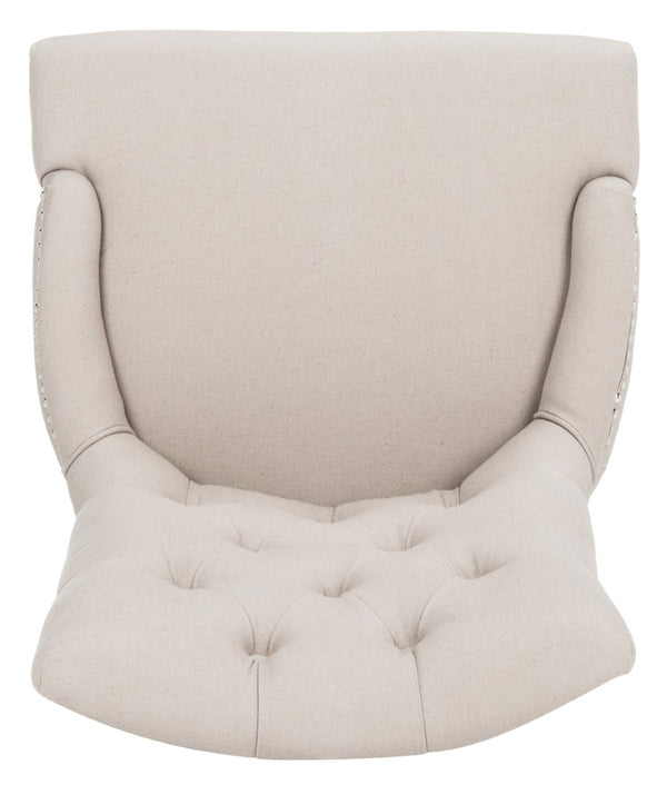 Safavieh Amanda Taupe Linen Tufted Dining Chair With Nickel Nail Heads For Elegant Dining Spaces & Comfort MCR4515A