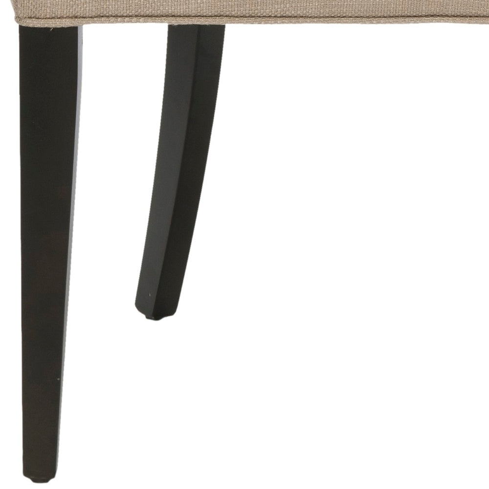 Safavieh Amanda Elegant 19''H Tufted Linen Chair With Nickel Nail Heads & Espresso Birch Legs For Dining Decor MCR4515D