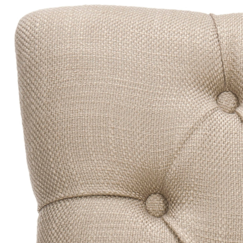 Safavieh Amanda Elegant 19''H Tufted Linen Chair With Nickel Nail Heads & Espresso Birch Legs For Dining Decor MCR4515D