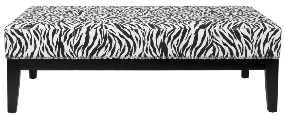Safavieh Banjul Bench - Glamorous Zebra-Patterned Upholstered Seating & Stylish Low Coffee Table For Any Space MCR4520A