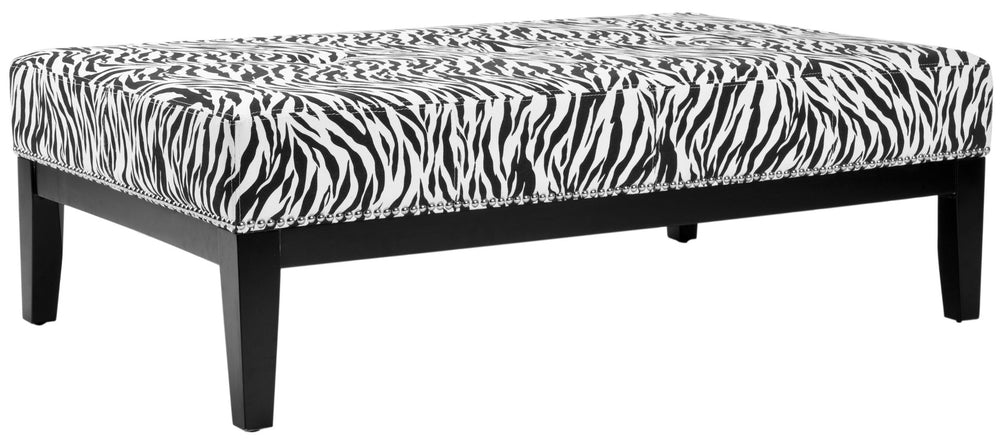 Safavieh Banjul Bench - Glamorous Zebra-Patterned Upholstered Seating & Stylish Low Coffee Table For Any Space MCR4520A