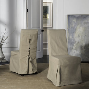 Safavieh ADDRIANNA ADRIANNA Slipcover Chair in Ecru - Elegant Cotton-Linen Blend with Dressmaker Details for Style & Comfort MCR4521A-SET2