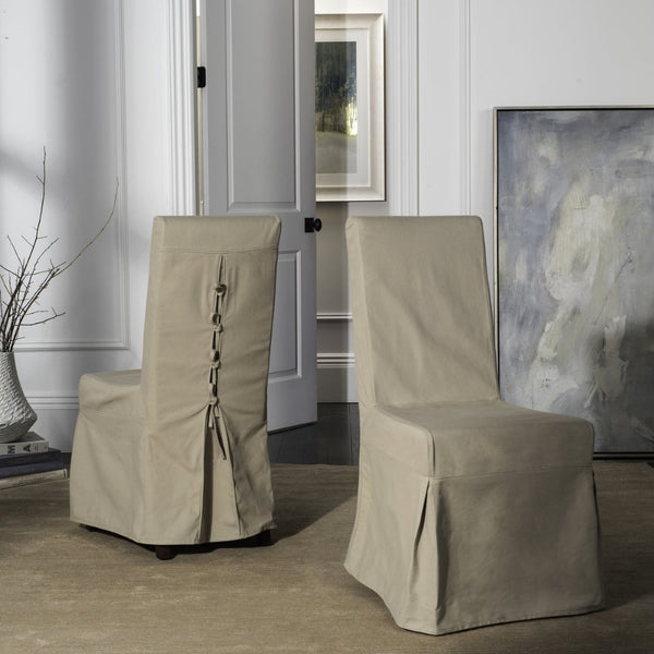 Safavieh ADDRIANNA ADRIANNA Slipcover Chair in Ecru - Elegant Cotton-Linen Blend with Dressmaker Details for Style & Comfort MCR4521A-SET2