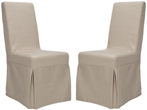 Safavieh ADDRIANNA ADRIANNA Slipcover Chair in Ecru - Elegant Cotton-Linen Blend with Dressmaker Details for Style & Comfort MCR4521A-SET2