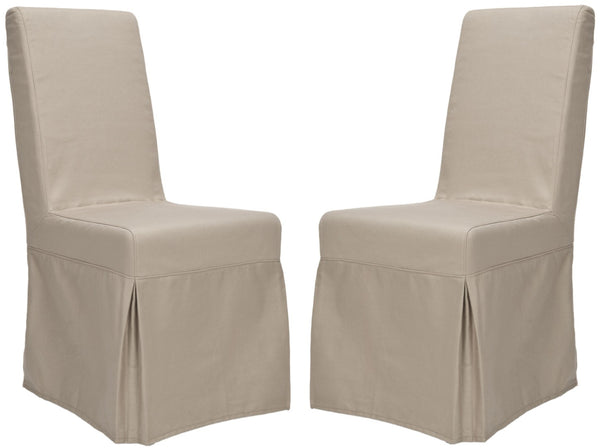 Safavieh ADDRIANNA ADRIANNA Slipcover Chair in Ecru - Elegant Cotton-Linen Blend with Dressmaker Details for Style & Comfort MCR4521A-SET2