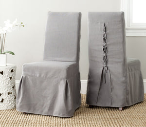 Safavieh ADRIANNA Slipcover Chair in Arctic Grey - Elegant Design, Durable Comfort for Dining & Living Spaces MCR4521B-SET2