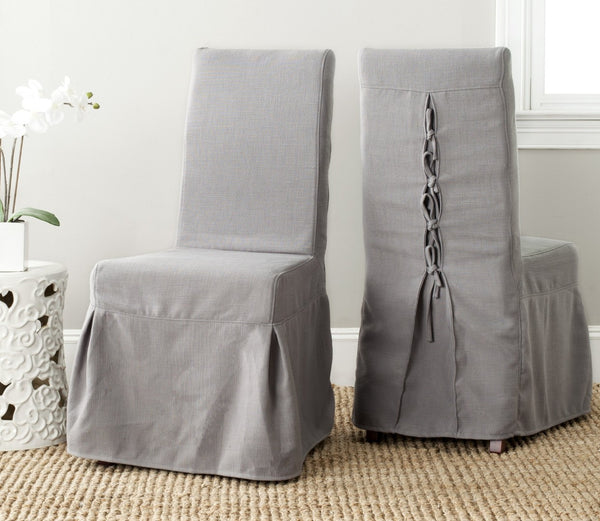 Safavieh ADRIANNA Slipcover Chair in Arctic Grey - Elegant Design, Durable Comfort for Dining & Living Spaces MCR4521B-SET2