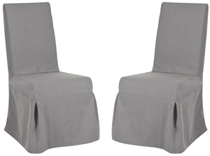 Safavieh ADRIANNA Slipcover Chair in Arctic Grey - Elegant Design, Durable Comfort for Dining & Living Spaces MCR4521B-SET2