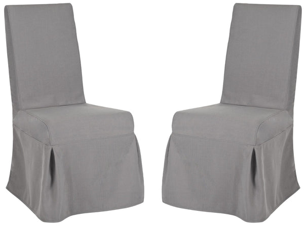 Safavieh ADRIANNA Slipcover Chair in Arctic Grey - Elegant Design, Durable Comfort for Dining & Living Spaces MCR4521B-SET2