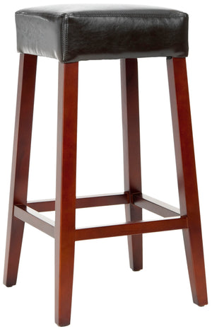 Safavieh Benson Leather Barstool – Mid-Century Modern Design, Brown Bicast Leather, No Assembly Needed! MCR4530A