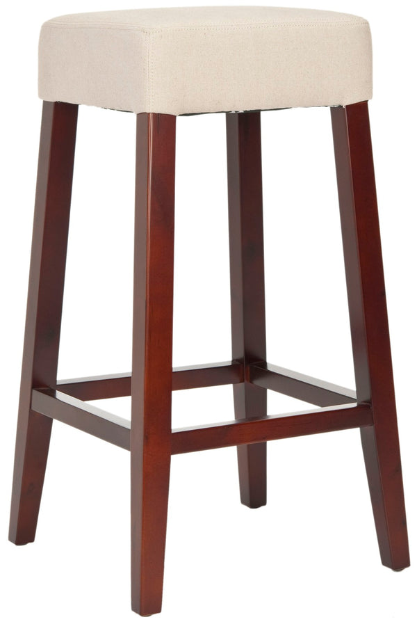 Safavieh Benson Fabric Barstool - Mid-Century Modern Style, Taupe Upholstery, No Assembly, Perfect For Small Spaces! MCR4530B