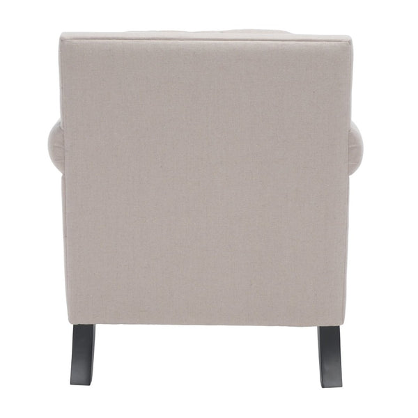 Safavieh Karsen Elegant Club Chair With Brass Nailheads – Plush Taupe Upholstery & Dark Cherry Legs For Style MCR4534A