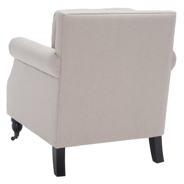 Safavieh Karsen Elegant Club Chair With Brass Nailheads – Plush Taupe Upholstery & Dark Cherry Legs For Style MCR4534A