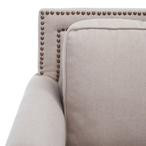 Safavieh Karsen Elegant Club Chair With Brass Nailheads – Plush Taupe Upholstery & Dark Cherry Legs For Style MCR4534A