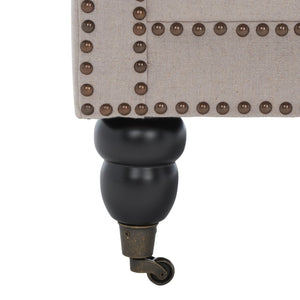 Safavieh Karsen Elegant Club Chair With Brass Nailheads – Plush Taupe Upholstery & Dark Cherry Legs For Style MCR4534A