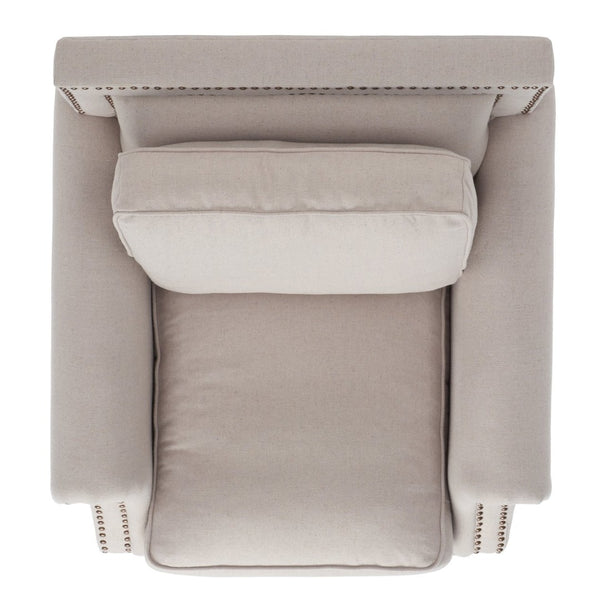 Safavieh Karsen Elegant Club Chair With Brass Nailheads – Plush Taupe Upholstery & Dark Cherry Legs For Style MCR4534A