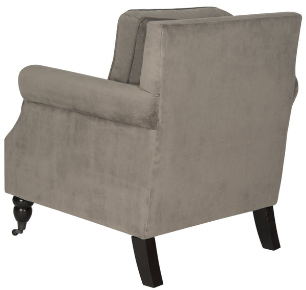 Safavieh Karsen Club Chair - Elegant Roll-Arm Accent With Silver Nailhead Trim And Plush Cushions For Comfort Mushroom MCR4534B