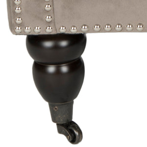 Safavieh Karsen Club Chair - Elegant Roll-Arm Accent With Silver Nailhead Trim And Plush Cushions For Comfort Mushroom MCR4534B