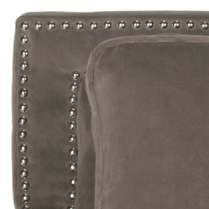 Safavieh Karsen Club Chair - Elegant Roll-Arm Accent With Silver Nailhead Trim And Plush Cushions For Comfort Mushroom MCR4534B
