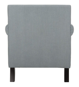 Safavieh Karsen Club Chair - Elegant Roll-Arm Accent With Silver Nailhead Trim And Plush Cushions For Comfort Sky Blue MCR4534C