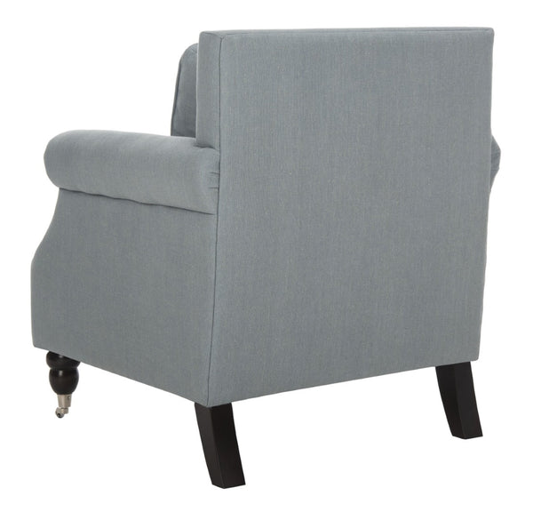 Safavieh Karsen Club Chair - Elegant Roll-Arm Accent With Silver Nailhead Trim And Plush Cushions For Comfort Sky Blue MCR4534C