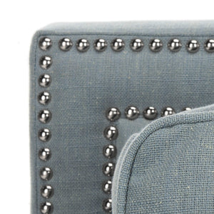 Safavieh Karsen Club Chair - Elegant Roll-Arm Accent With Silver Nailhead Trim And Plush Cushions For Comfort Sky Blue MCR4534C
