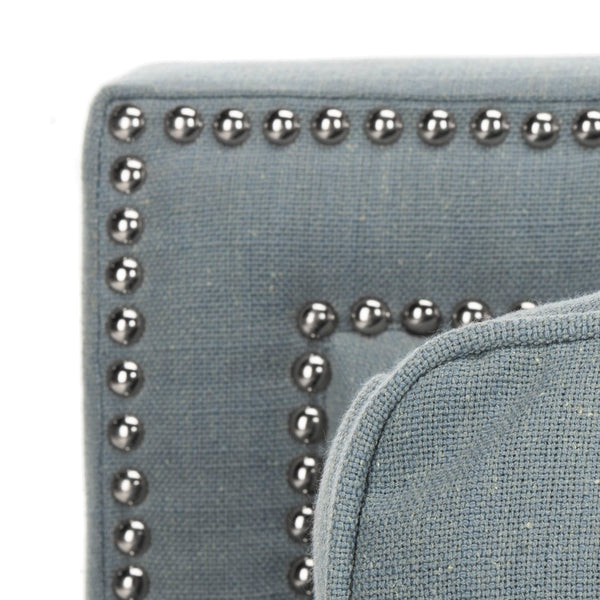 Safavieh Karsen Club Chair - Elegant Roll-Arm Accent With Silver Nailhead Trim And Plush Cushions For Comfort Sky Blue MCR4534C