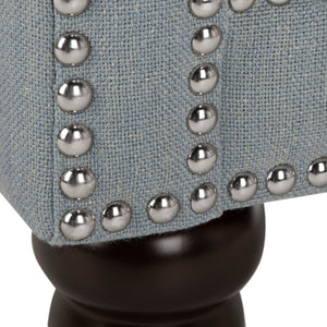 Safavieh Karsen Club Chair - Elegant Roll-Arm Accent With Silver Nailhead Trim And Plush Cushions For Comfort Sky Blue MCR4534C