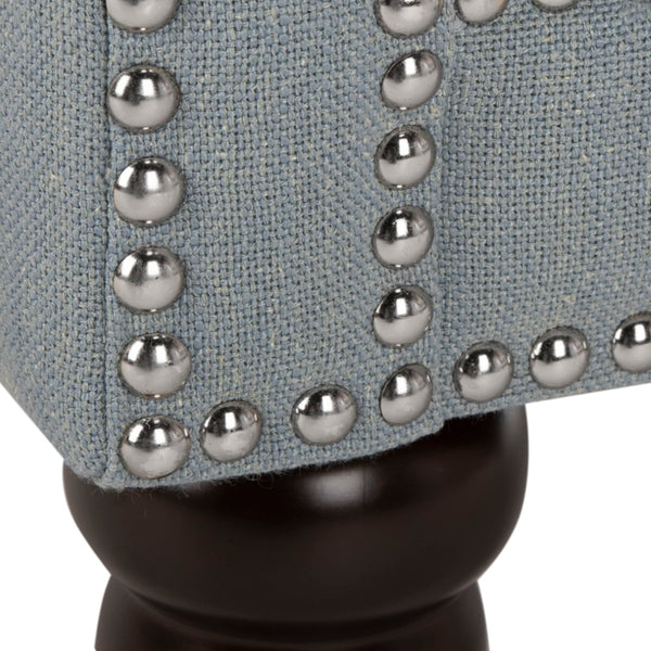 Safavieh Karsen Club Chair - Elegant Roll-Arm Accent With Silver Nailhead Trim And Plush Cushions For Comfort Sky Blue MCR4534C