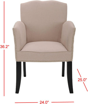 Safavieh Rachel Elegant Taupe Linen Armchair With Silver Nailhead Trim - Modern Comfort & Classic Style MCR4539A