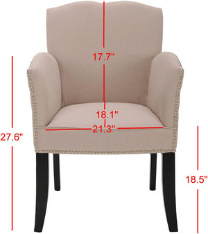 Safavieh Rachel Elegant Taupe Linen Armchair With Silver Nailhead Trim - Modern Comfort & Classic Style MCR4539A