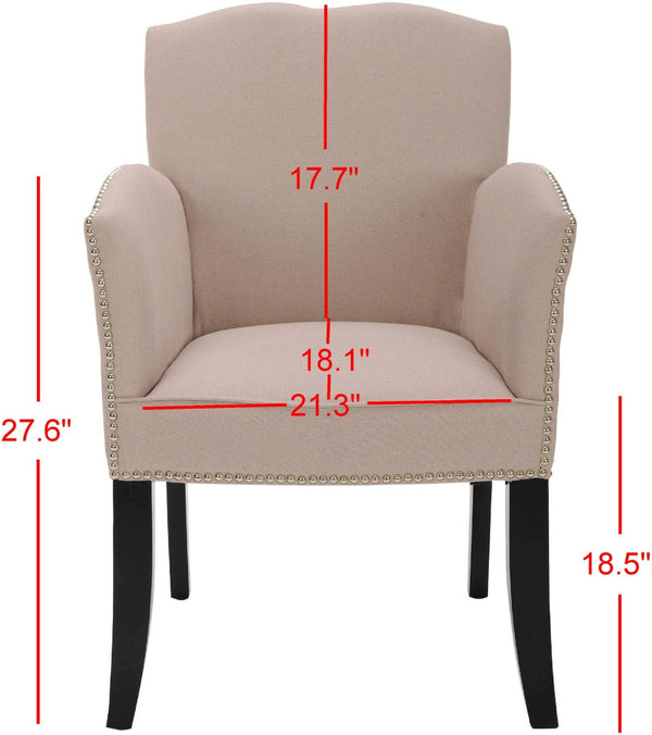 Safavieh Rachel Elegant Taupe Linen Armchair With Silver Nailhead Trim - Modern Comfort & Classic Style MCR4539A