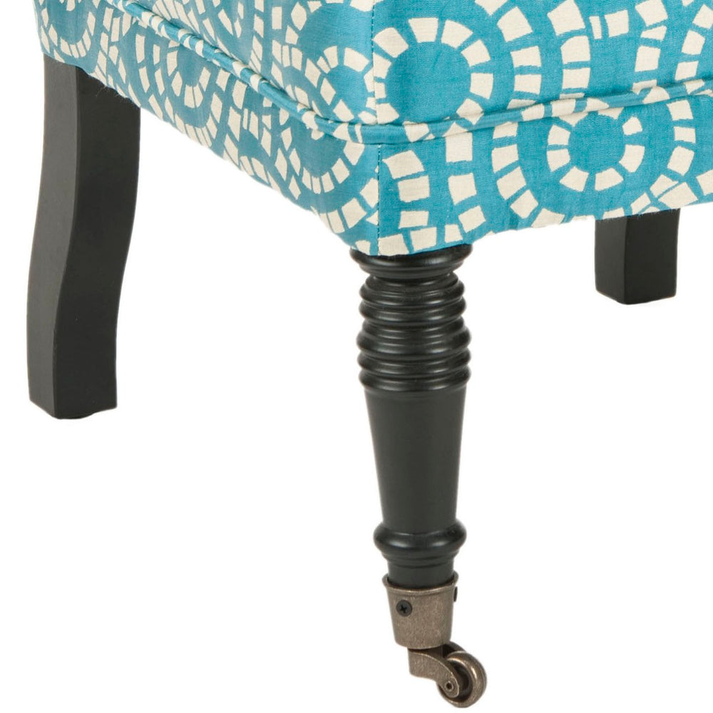 Safavieh Orson Side Chair - Chic Blue-And-White Sunburst Design With Padded Comfort And Mobile Casters MCR4540A