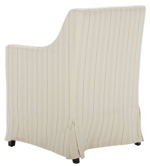 Safavieh Sandra Slipcover Chair - Timeless Beige & Cream Ticking Stripe Accent For Cozy Living Spaces MCR4542A