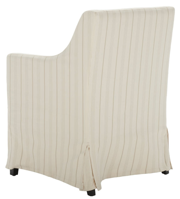 Safavieh Sandra Slipcover Chair - Timeless Beige & Cream Ticking Stripe Accent For Cozy Living Spaces MCR4542A