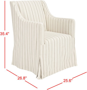 Safavieh Sandra Slipcover Chair - Timeless Beige & Cream Ticking Stripe Accent For Cozy Living Spaces MCR4542A