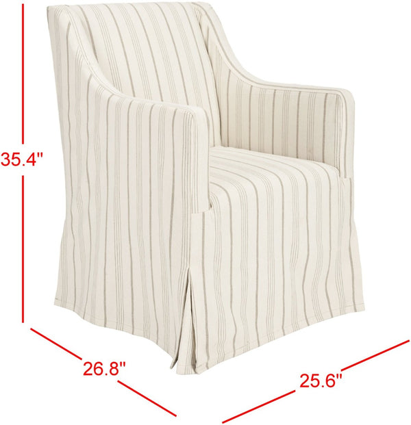 Safavieh Sandra Slipcover Chair - Timeless Beige & Cream Ticking Stripe Accent For Cozy Living Spaces MCR4542A