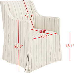 Safavieh Sandra Slipcover Chair - Timeless Beige & Cream Ticking Stripe Accent For Cozy Living Spaces MCR4542A