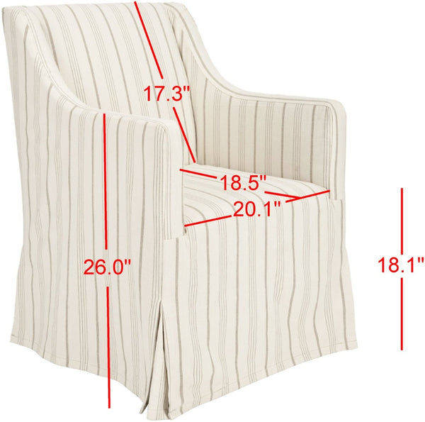 Safavieh Sandra Slipcover Chair - Timeless Beige & Cream Ticking Stripe Accent For Cozy Living Spaces MCR4542A