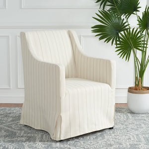 Safavieh Sandra Slipcover Chair - Timeless Beige & Cream Ticking Stripe Accent For Cozy Living Spaces MCR4542A