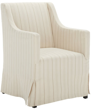 Safavieh Sandra Slipcover Chair - Timeless Beige & Cream Ticking Stripe Accent For Cozy Living Spaces MCR4542A