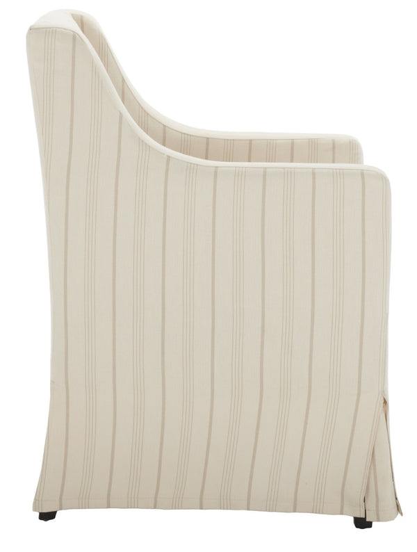 Safavieh Sandra Slipcover Chair - Timeless Beige & Cream Ticking Stripe Accent For Cozy Living Spaces MCR4542A