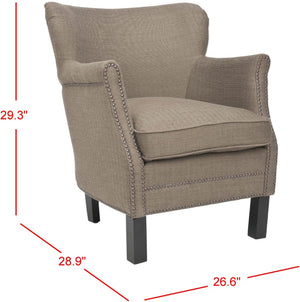 Safavieh Jenny Accent Chair With Wingback Design, Brass Nailhead Trim & Plush Cushion For Stylish Comfort MCR4543A