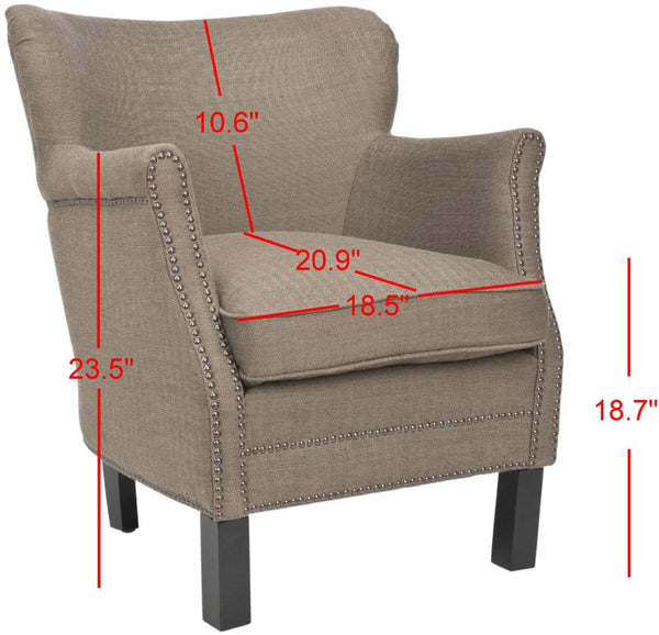 Safavieh Jenny Accent Chair With Wingback Design, Brass Nailhead Trim & Plush Cushion For Stylish Comfort MCR4543A