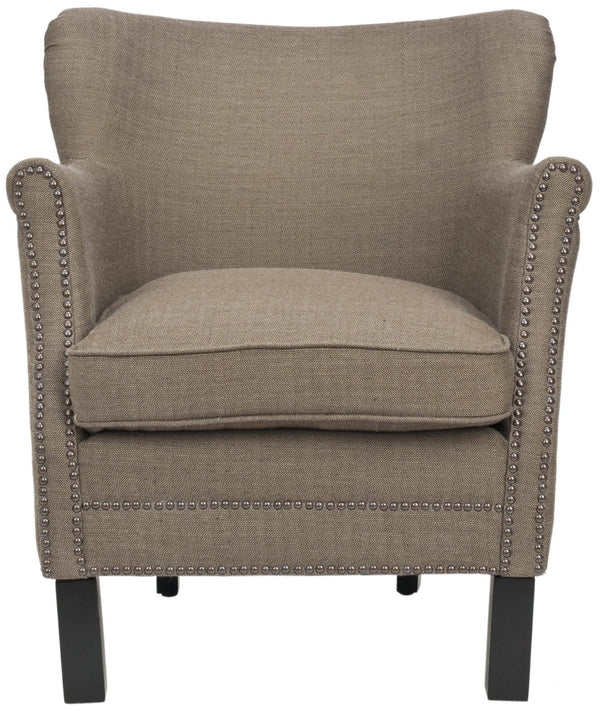 Safavieh Jenny Accent Chair With Wingback Design, Brass Nailhead Trim & Plush Cushion For Stylish Comfort MCR4543A