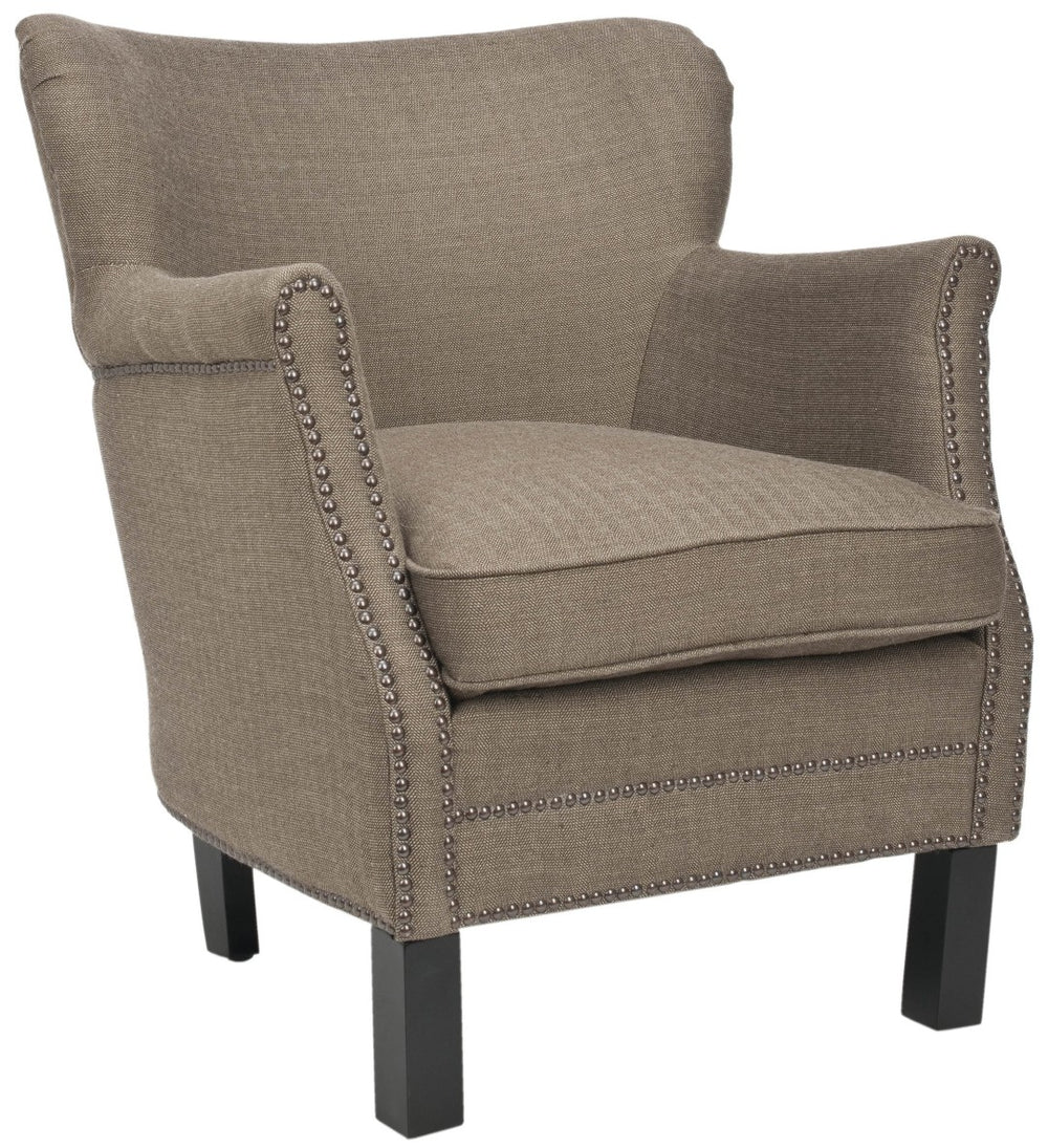 Safavieh Jenny Accent Chair With Wingback Design, Brass Nailhead Trim & Plush Cushion For Stylish Comfort MCR4543A